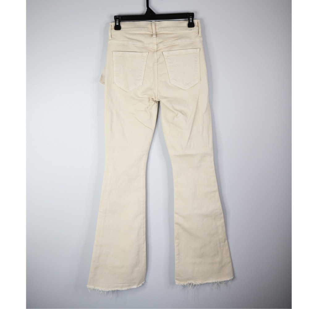 Mother The Weekender Fray Jeans Womens 26 Cream New Flare Raw Hem Play Date - Picture 2 of 9